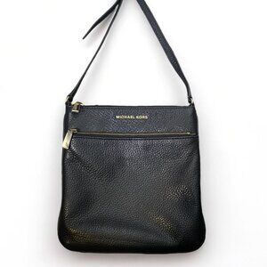 Michael Kors Riley Small Flat Crossbody Bag, Black with gold hardware